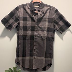 Grey Burberry Brit Short Sleeve Button-Down Shirt - Excellent Condition!